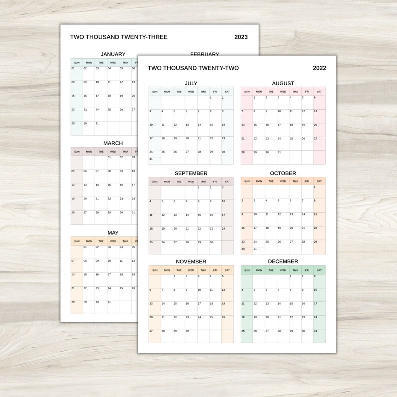 Halbjahreskalender Juli 2022 bis Juni 2023 Kalender 6 Monate  Etsy