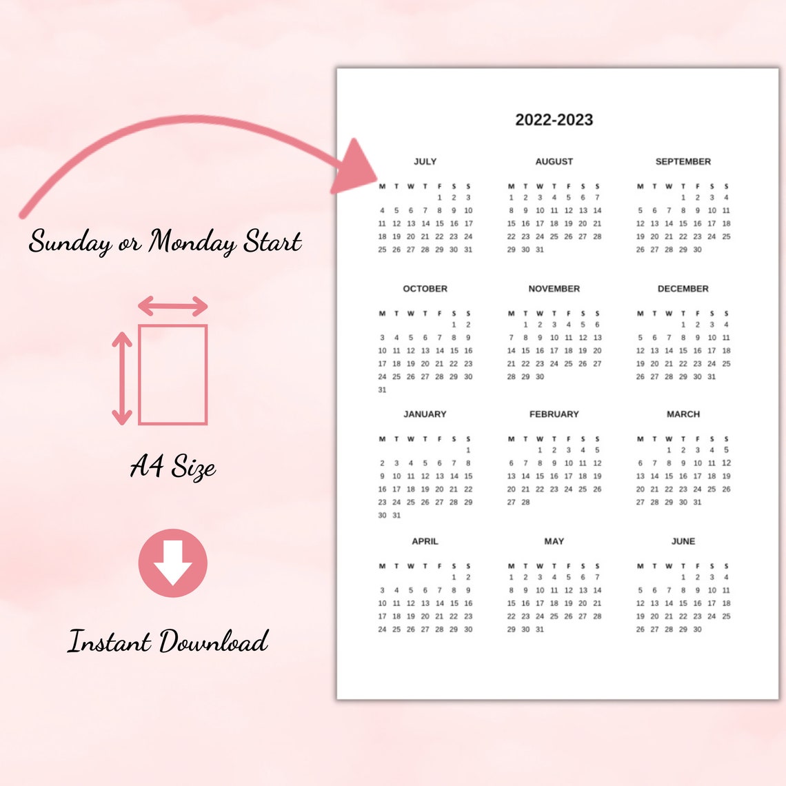 Schoolkalender 20222023 20232024 20242025 Excel en PDF Etsy Nederland
