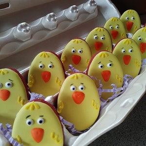 Easter Baby Chicks Cookies, 1 Dozen Gift Box (Not an egg carton)