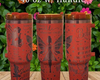 Fairy Pixie Inspired Laser Engraved Stainless Steel Tumbler – Enchanted Custom Drinkware Gift