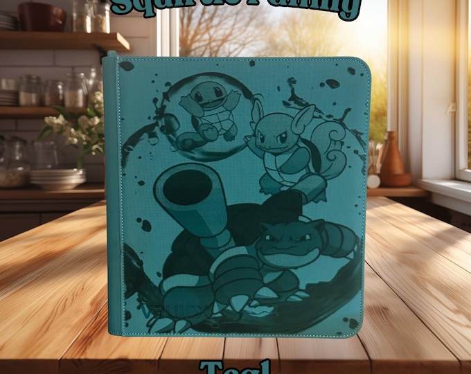 Squirtle Family Pokemon TCG Ringless Custom Engraved Binder | Choose Standard or Top Loader