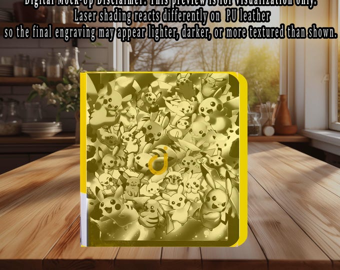 PikachuV TCG Binder – Custom Engraved | Holds Standard Cards or Toploaders