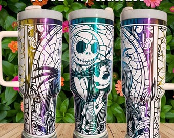 Jack and Sally NMBC laser engraved tumbler