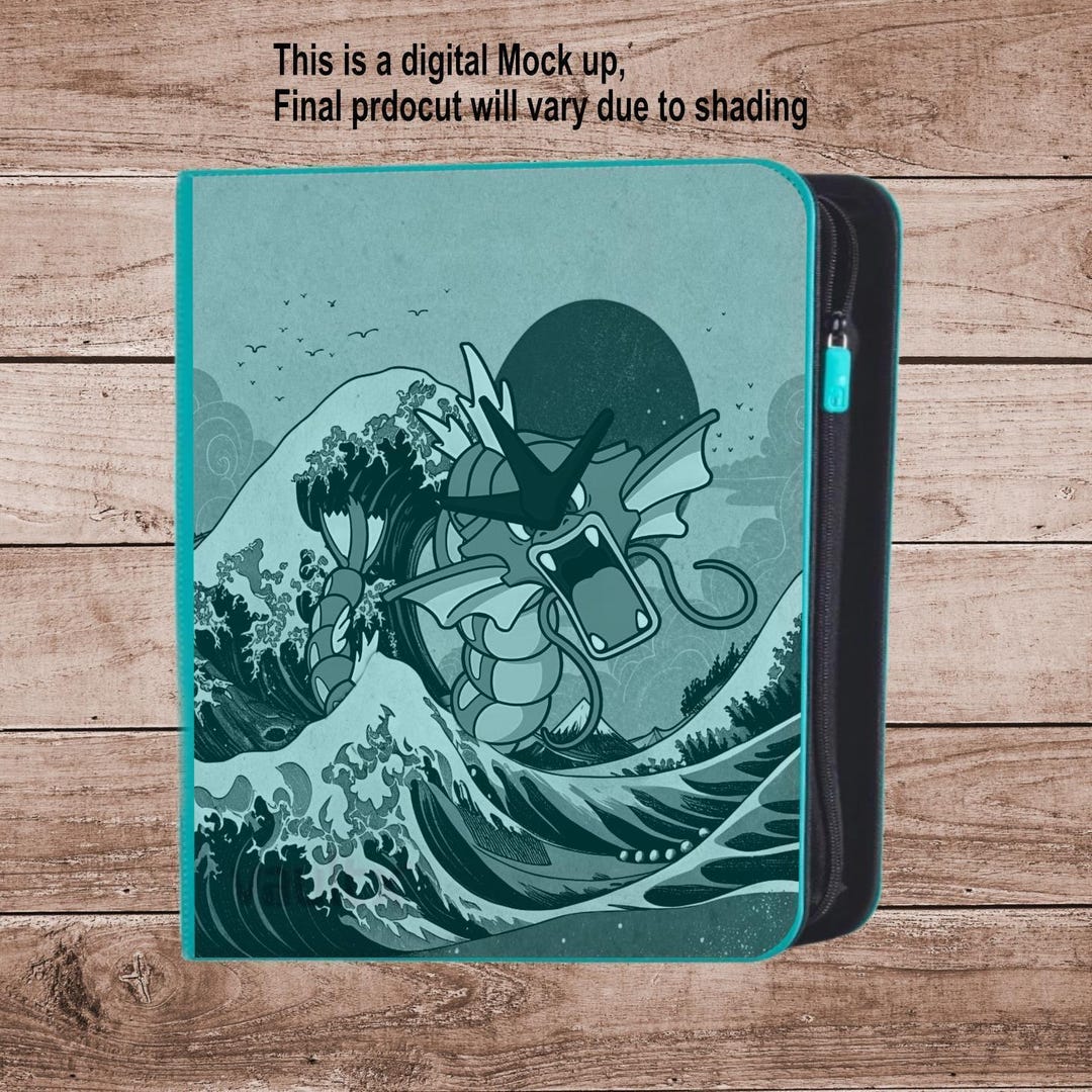gyarados card binder Pokemon TCG Ringless Custom Engraved | Choose Standard or Top Loader 🌊⚡ Hand-Painted Poncho Pikachu (Gyarados)