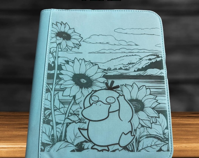 Psyduck Sunflower Pokémon TCG Binder – Custom Engraved | Holds Standard Cards and Toploaders