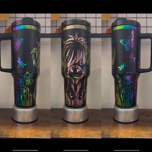Highland Cow engraved tumbler 40 oz w/ Handle
