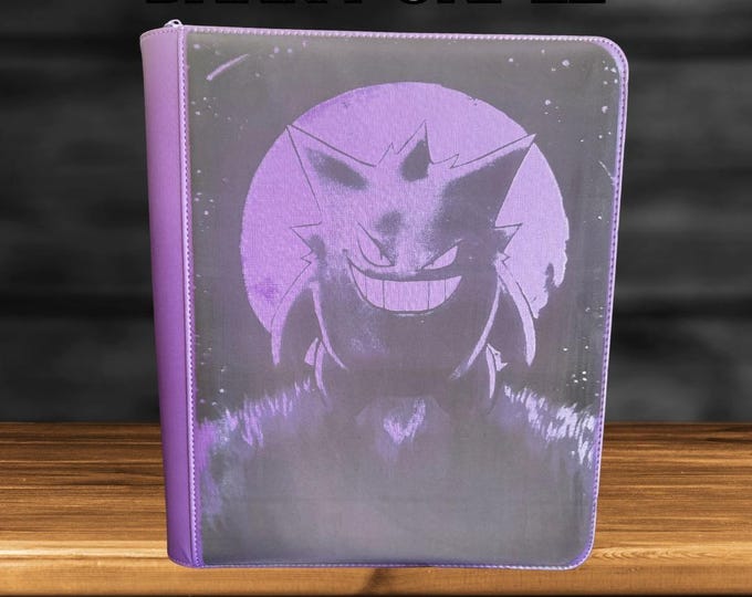 Moon Gengar Pokemon TCG Ringless Custom Engraved Binder | Choose Standard or Top Loader