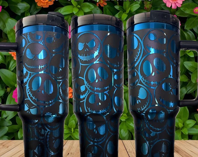 Skellington Face NMBC laser engraved tumbler