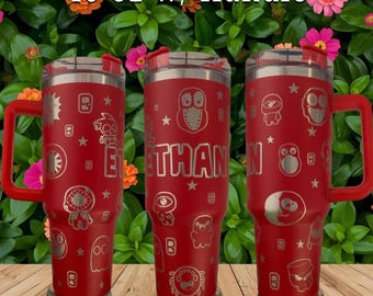 Blocky Gamer Inspired Laser Engraved Stainless Steel Tumbler – Custom Gaming Drinkware Gift