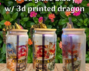 In my Reader Era-16 oz Glass Tumbler w/ Dragon straw topper