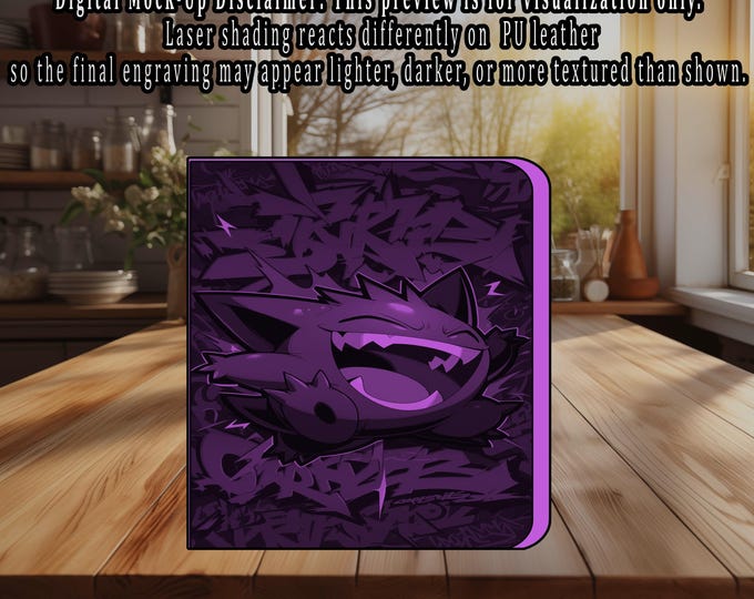 Gengar Graffiti Pokemon TCG Ringless Custom Engraved Binder | Choose Standard or Top Loader