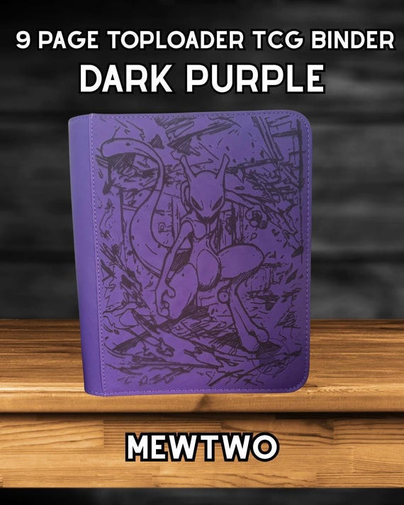 ringless binder for pokemon cards Eevee and Pikachu TCG Custom Engraved pocket PRO Mewtwo Pokemon TCG Ringless Custom