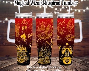 Magical Wizard-Inspired Laser Engraved Tumbler | Fantasy School Drinkware | Gift for Book Lovers