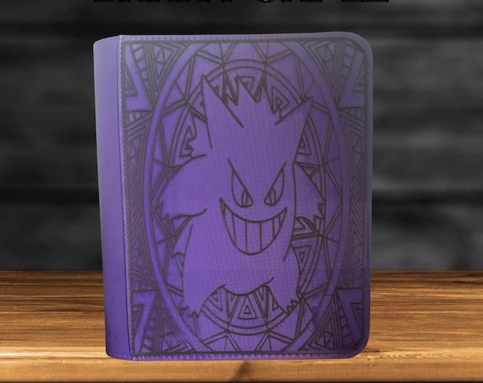 Gengar Pokemon TCG Ringless Custom Engraved Binder | Choose Standard or Top Loader