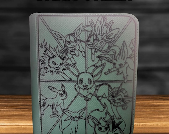 Eeveelution Pokemon TCG Ringless Custom Engraved Binder | Choose Standard or Top Loader
