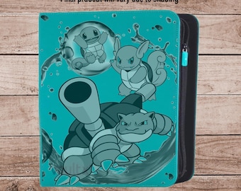 Squirtle Family Pokémon TCG Binder – Custom Engraved | Holds Standard Cards or Toploaders
