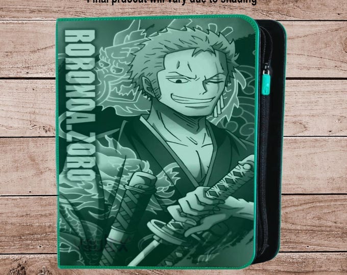 Zoro One Piece TCG Binder – Custom Engraved | Holds Standard Cards or Toploaders