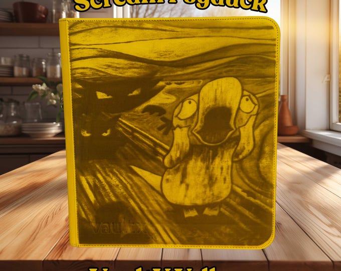 Scream Psyduck Pokémon TCG Binder – Custom Engraved | Holds Standard Cards or Toploaders