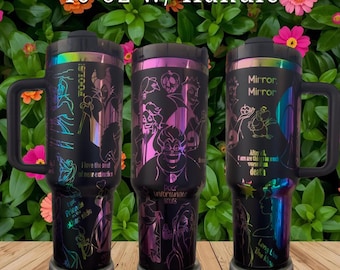 Villains' laser engraved tumbler