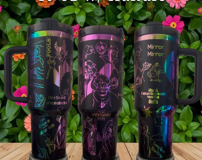 Villains' laser engraved tumbler