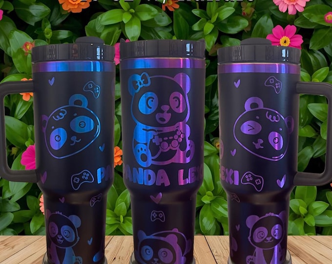Gaming Panda Stainless Steel Tumbler – Custom Laser Engraved Drinkware