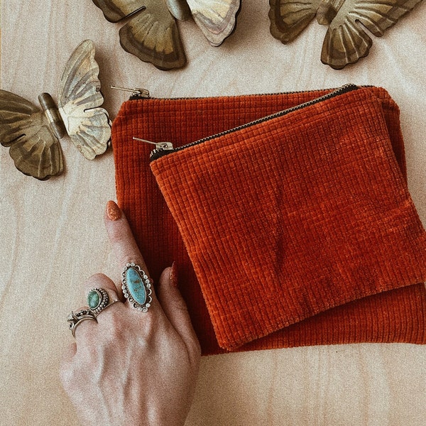 Oil Pouch, zipper purse, handmade hand bag, Saffron