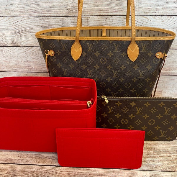 Bags NOT Included - Felt Inserts | Organizers 2 in 1 Set for Neverfull MM + Pochette (Removable Zipped Pouch) - Ships fast from US