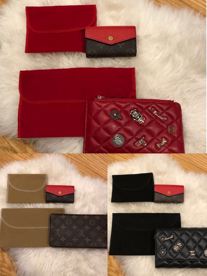 Samt-Staubbeutel zur Aufbewahrung / Organisation von SLG-Kleinlederwaren / Luxusbrieftaschen (ein Set aus 2 Größen - klein und groß) Bild 1