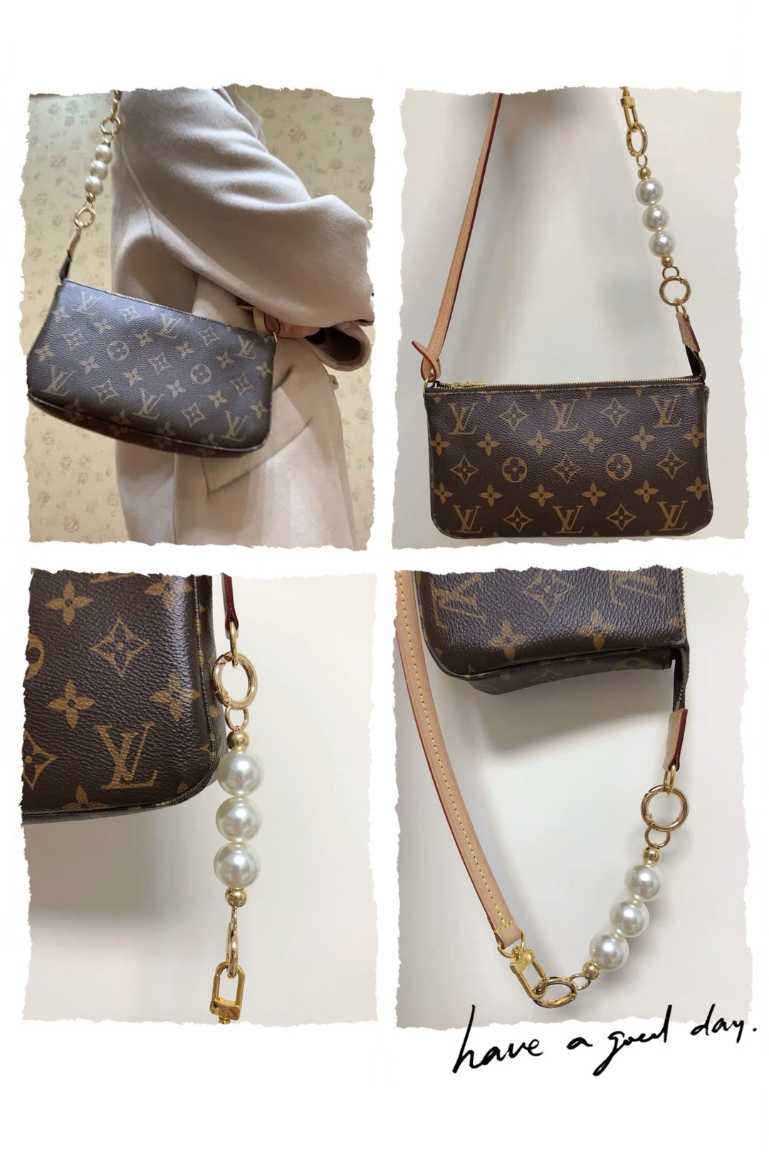 WUTA Bag Strap Extender Pearl Extenders Chain for LV for COACH Purse Handbag  Shoulder Straps Convert