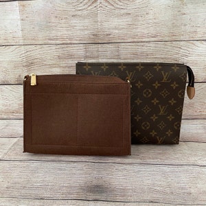Newer Version (Zip On Top) - Brown Toiletry Pouch 26 Insert | Organizer | protector w/ or w/o  Chain Strap - Toiletry Pouch Conversion Kit