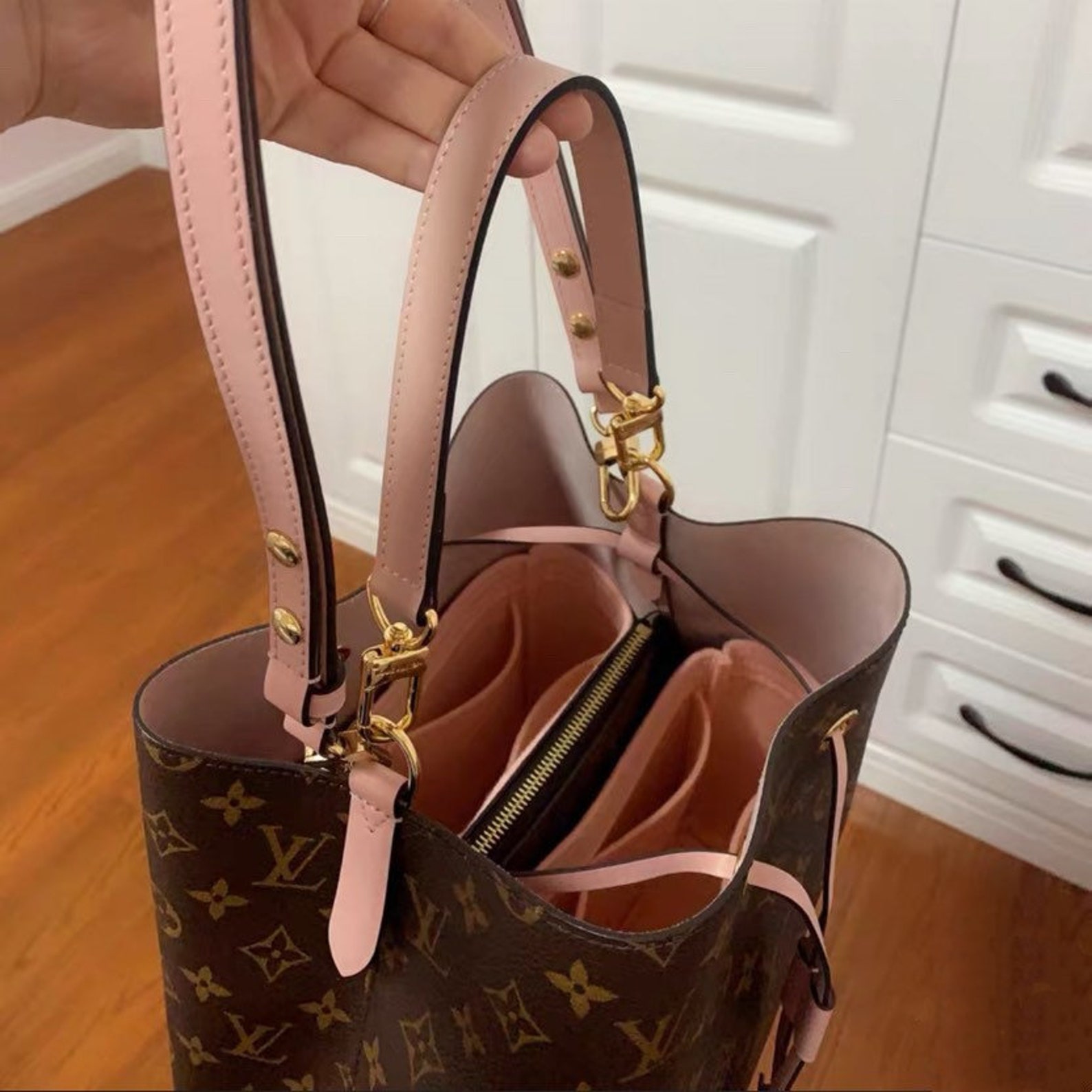 Top handle Genuine Vachetta leather strap for L. V. NeoNoe Etsy