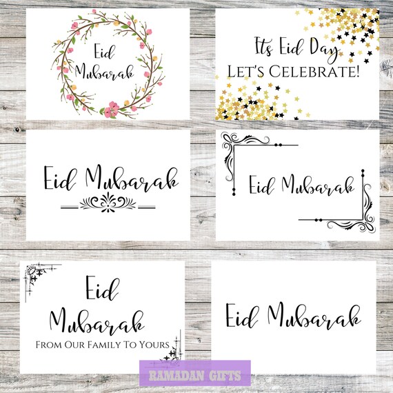 Printable Eid Cards Pack of 6 Instant Download | Etsy