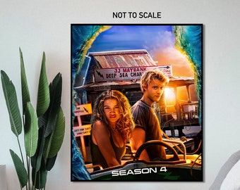May include: A poster for season 4 of a TV show featuring two people standing in front of a building with the words "JJ Maybank Deep Sea Charters" on it. The poster has the words "Season 4" at the bottom.