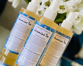 Jasmine Tea + Aloe Floral Moisturizing Leave In Lightweight Conditioning Moisturizer 100% Natural Vegan Ingredients Nourishing Growth Blend