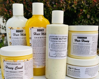 MANUKA Honey Hair Growth Kit Chebe Butter Leave In Moisturizer Shampoo & Coditioner Fenugreek Henna Sea Moss Hair Mask Moisturizing Bundle