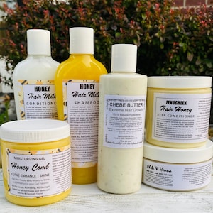 MANUKA Honey Hair Growth Kit Chebe Butter Leave In Moisturizer Shampoo & Coditioner Fenugreek Henna Sea Moss Hair Mask Moisturizing Bundle
