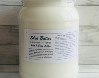 Shea Butter Moisturizing Vegan Face & Body Lotion Dry Sensitive Skin 100% Natural Nourishing Vitamin E Natural Fragrance or Unscented BULK