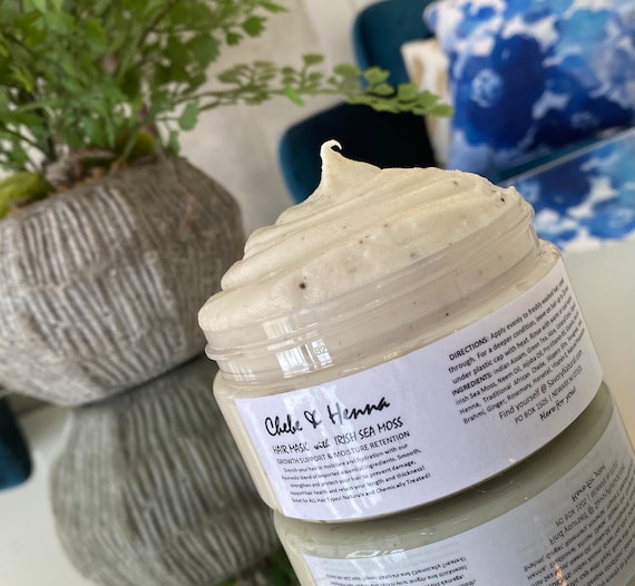 Chebe & Henna Irish Sea Moss Deep Conditioner for EXTREME GROWTH 100% Vegan Natural Product LeaveIn Pre Poo Hair Mask Nourish and Moisturize