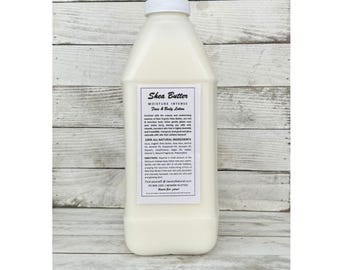 Shea Butter Moisturizing Vegan Face & Body Lotion Dry Sensitive Skin 100% Natural Nourishing Vitamin E Natural Fragrance or Unscented BULK