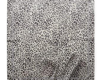 35x35 Leopard Print Satin Hair Scarf | Square Head Wrap Hair Bonnet & Neck Tie | Silk Feel Head Wrap | Protective Headwrap | Natural Hair