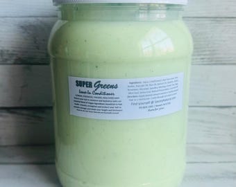 LARGE SUPER GREEN Hair Conditioner for Longer Hair w/ Aloe Avocado Rosemary Spirulina Moringa Green Tea Mint Horsetail Jojoba Shea Butter
