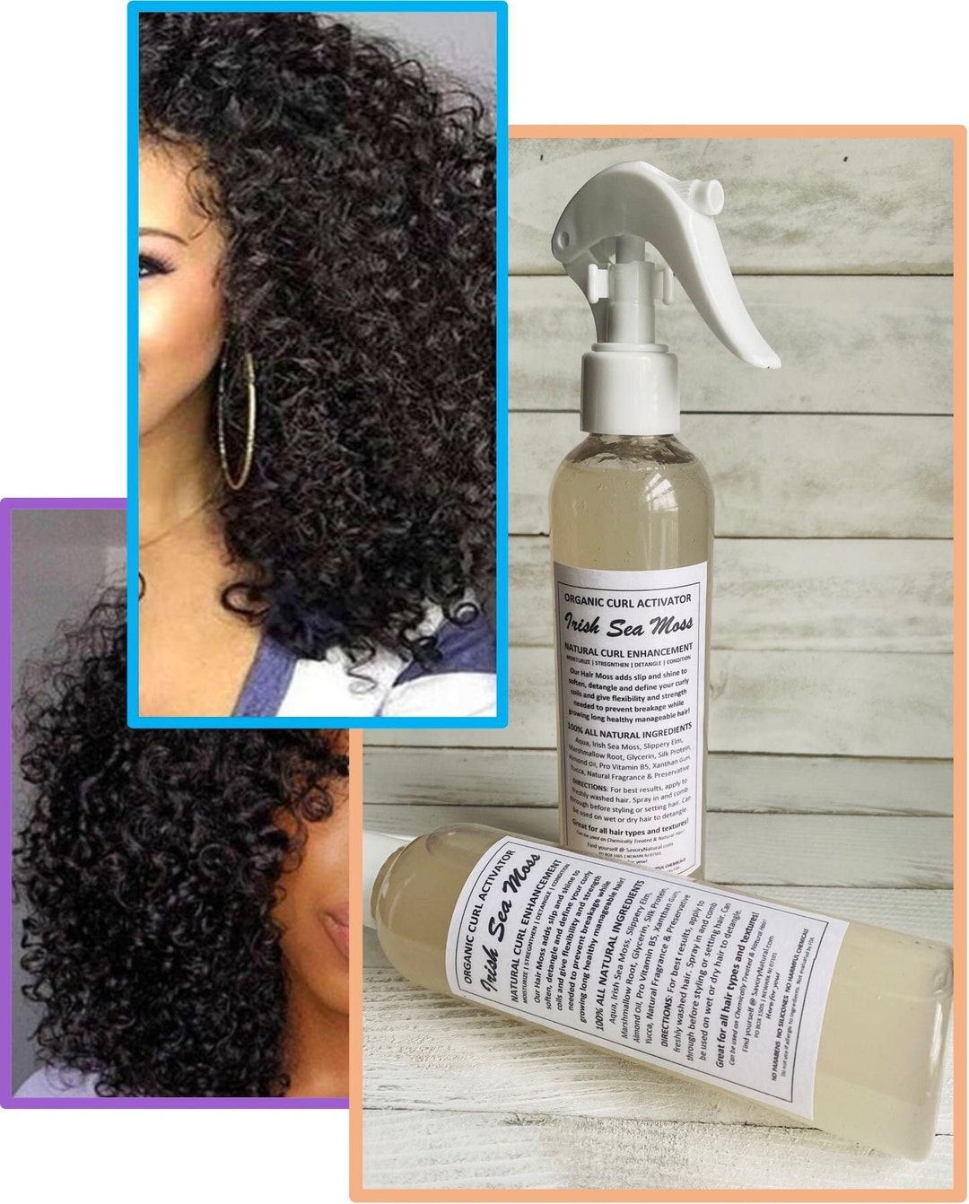 Irish Sea Moss All Natural Curl Activator Detangling Spray in Moisturizer Available in Natural Mint Rosemary Tea Tree Lavender Clove Etsy