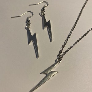 Lightning Bolt Necklace and Earrings