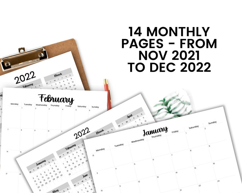 Printable Editable Monthly Calendar 2022 Editable Calendar Etsy Schweiz