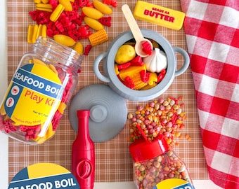 Kit de juego sensorial para hervir mariscos, comida de juguete, actividad de verano para desarrollar la motricidad fina, regalo para fiestas, preescolar, caja sensorial, obsequio, niños, sin pantallas