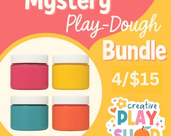 Mystery Playdough Set – 4 Jars of Unscented Sensory Dough – 6oz Each – Montessori Toy – Open-Ended Play – Creative Gift for Kids