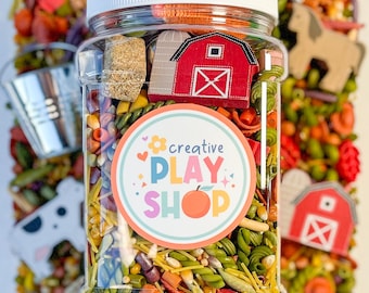 Farm-themed Sensory Play Jar, Farm Pour and Play Kit for Kids, Interactive Sensory Activity, Farm Toys for Creative Play
