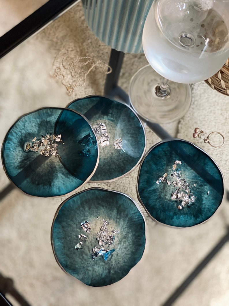 Set of 4 Diamond Epoxy Resin Coasters. Unique home decor Etsy