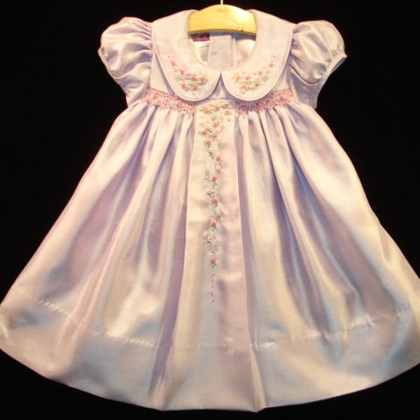 NEUES Boutique Design Hand bestickt gesmoktes Kleid Kinder Baby Mädchen LAVENDEL PURPLE Ciao Bebe