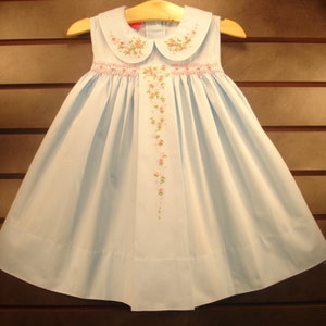 NEW Boutique Design Hand Embroidered Smocked Dress Children Baby Girl BLUE Ciao Bebe